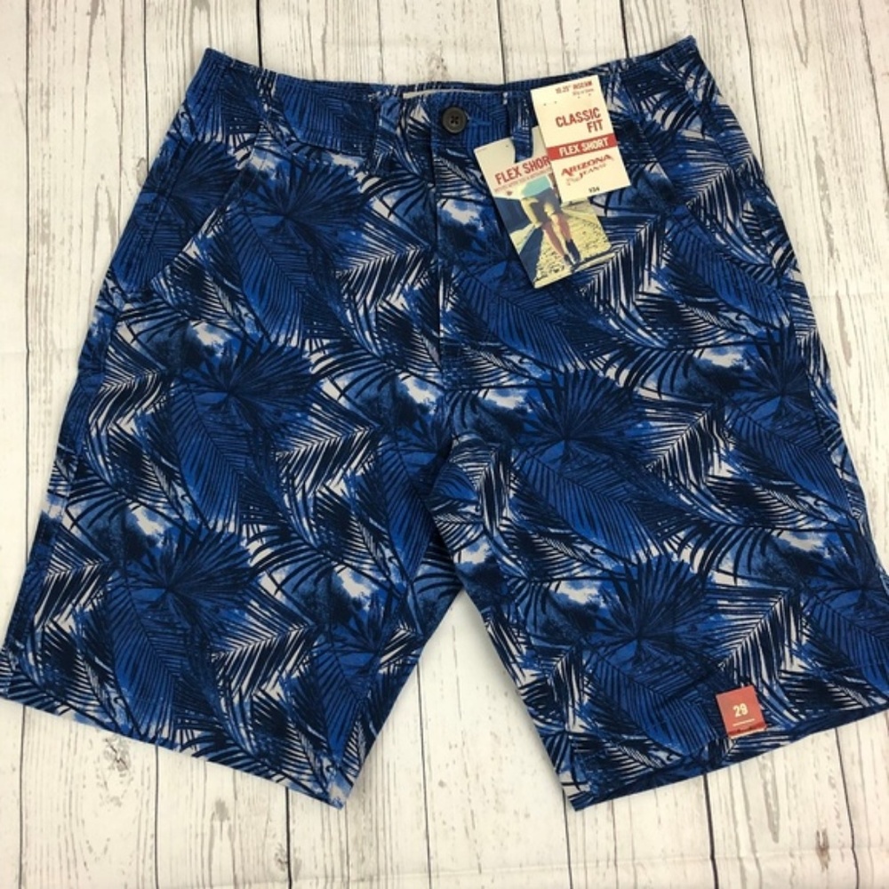 NEW Arizona Blue Palm Print Shorts Mens Sz 29 - Picture 1 of 5